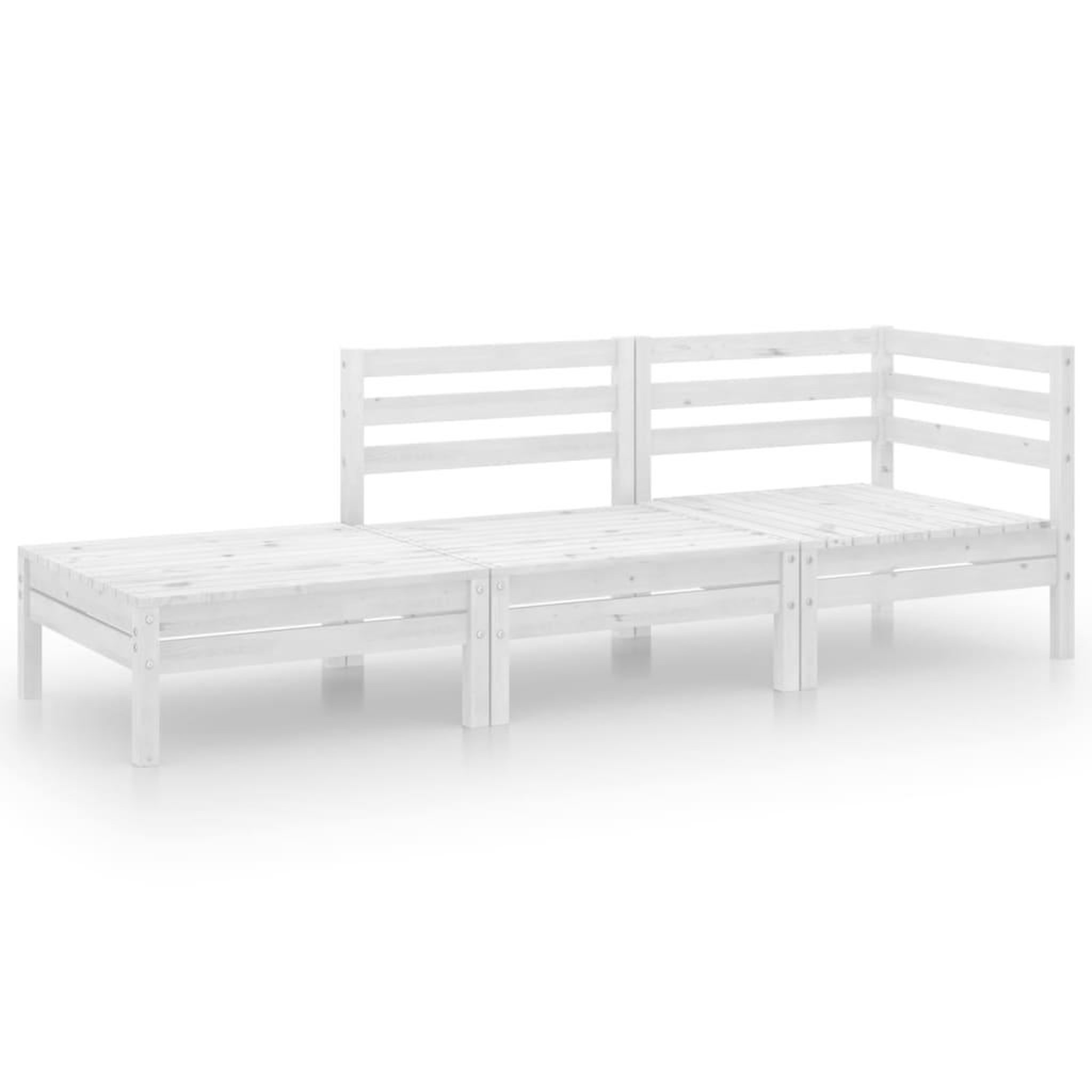 Voir la diapositive 2 : VIDAXL Salon de jardin 3 pcs Blanc Bois de pin massif