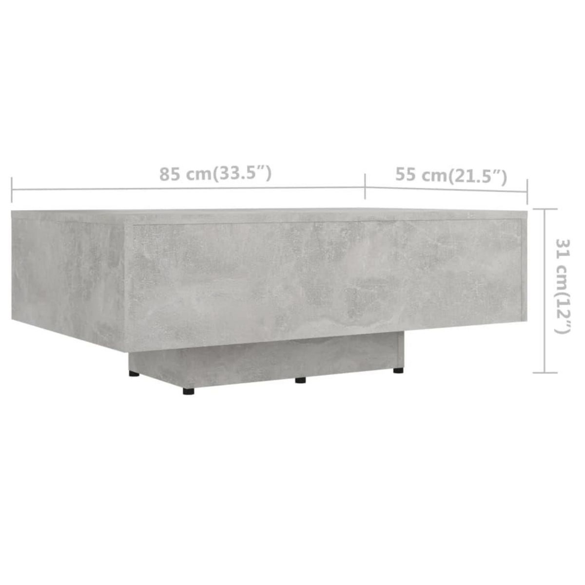 VIDAXL Table basse Gris beton 85x55x31 cm Bois d'ingenierie