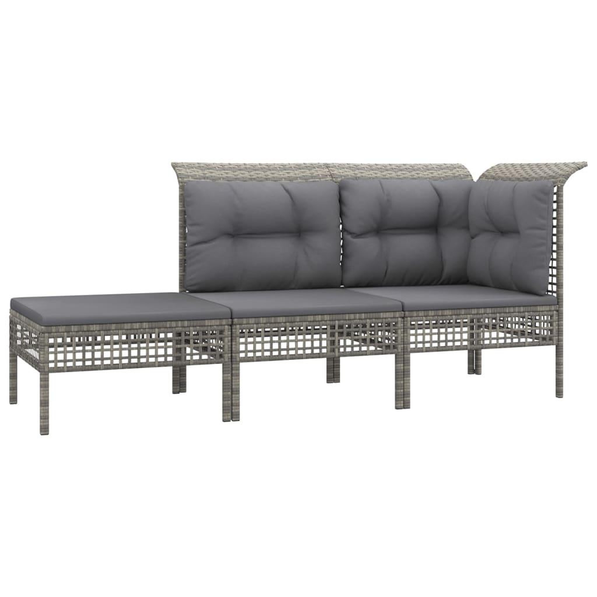 Voir la diapositive 4 : VIDAXL Salon de jardin 7 pcs avec coussins Gris Resine tressee