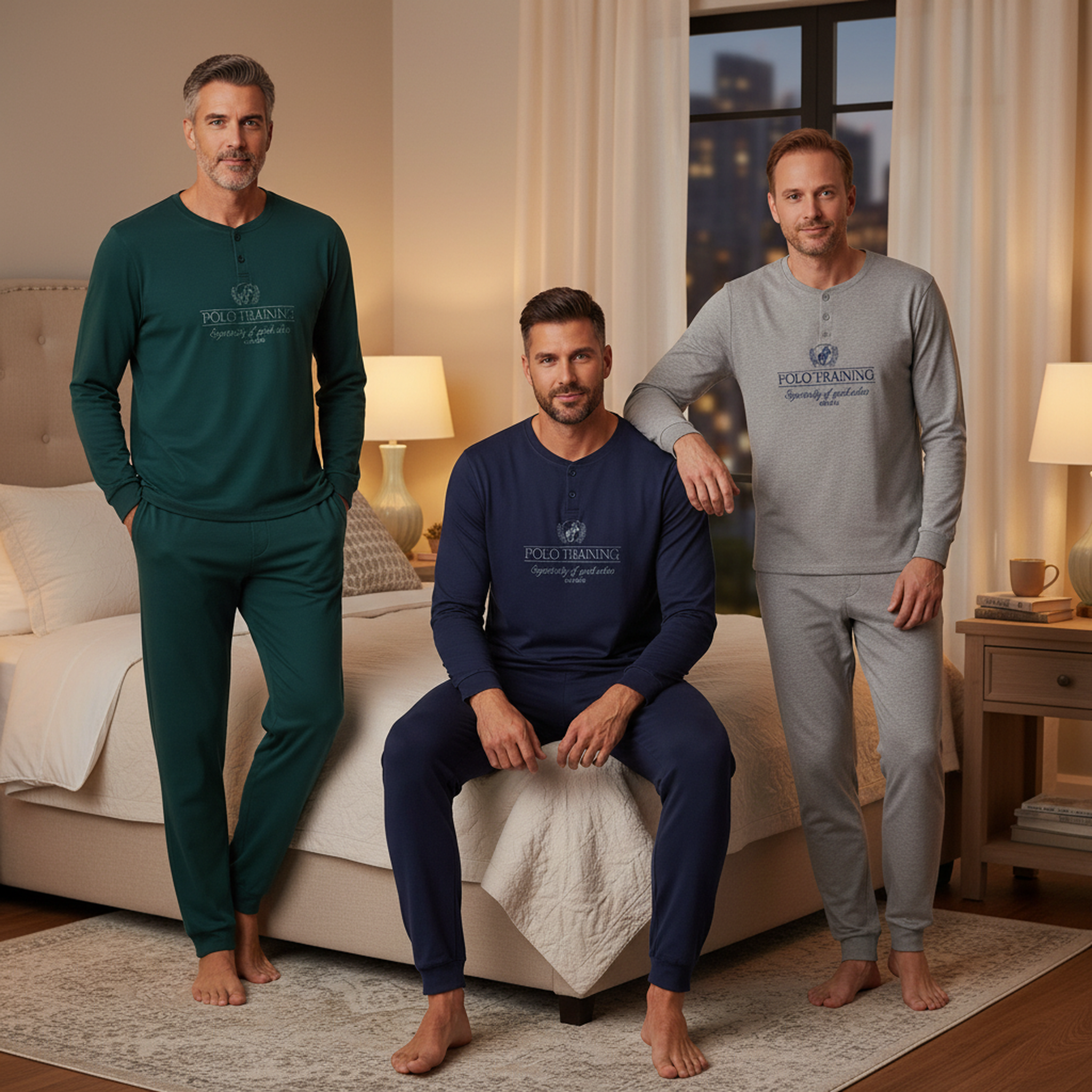 Voir la diapositive 4 : OZABI Ozabi ensemble pyjama homme doublé polaire pack de 3 coloris assortis