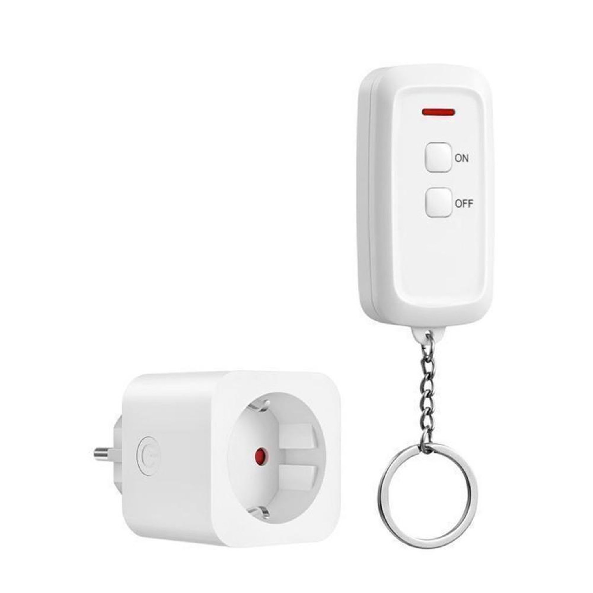 Prise mini commandée à distance RF préprogrammée EU type E/F blanche 230 V 16 A 3680 W, portée jusqu'à 30 m, ON/OFF télécommande