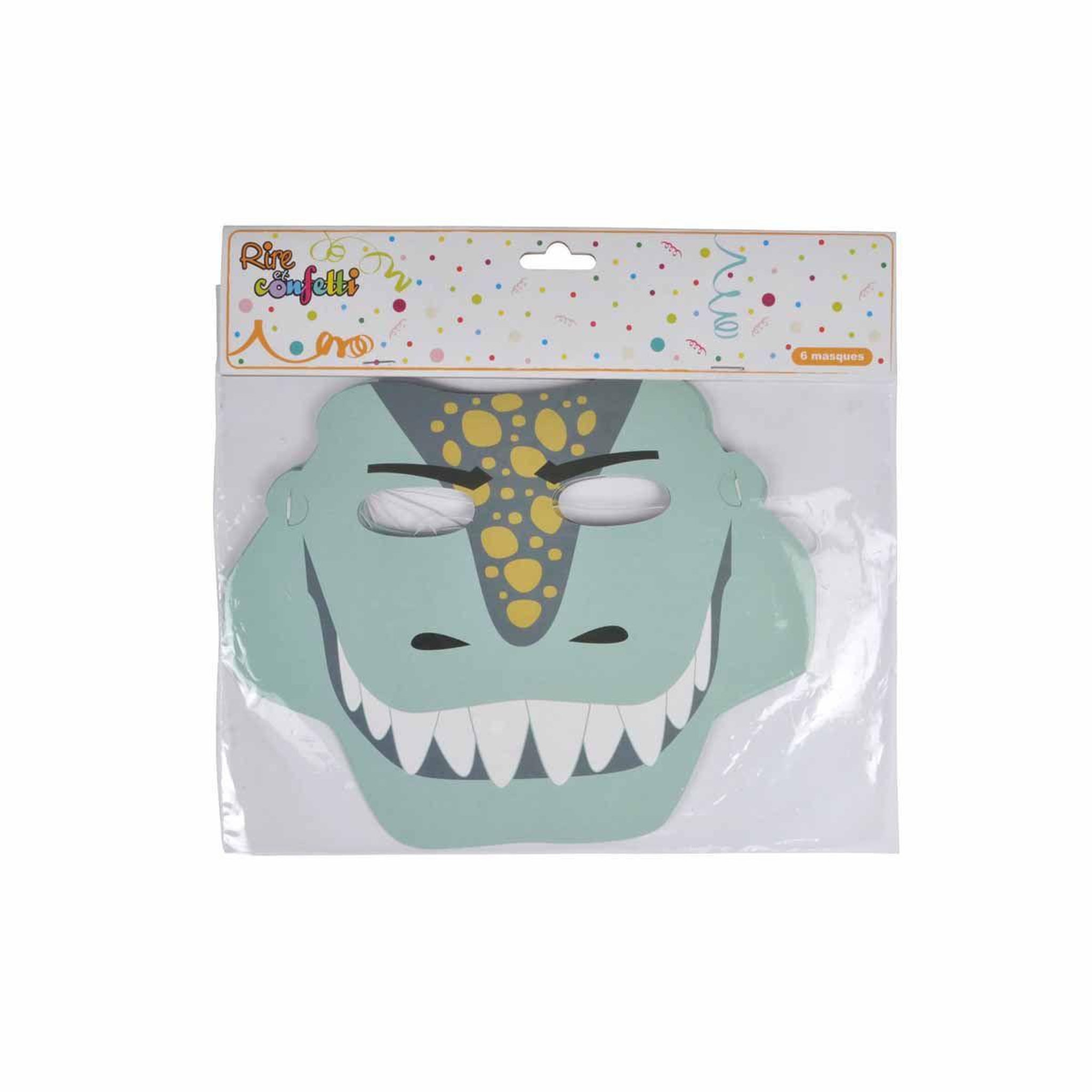Voir la diapositive 2 : HOMEA Lot de 6 masques en papier  happy dino  bleu