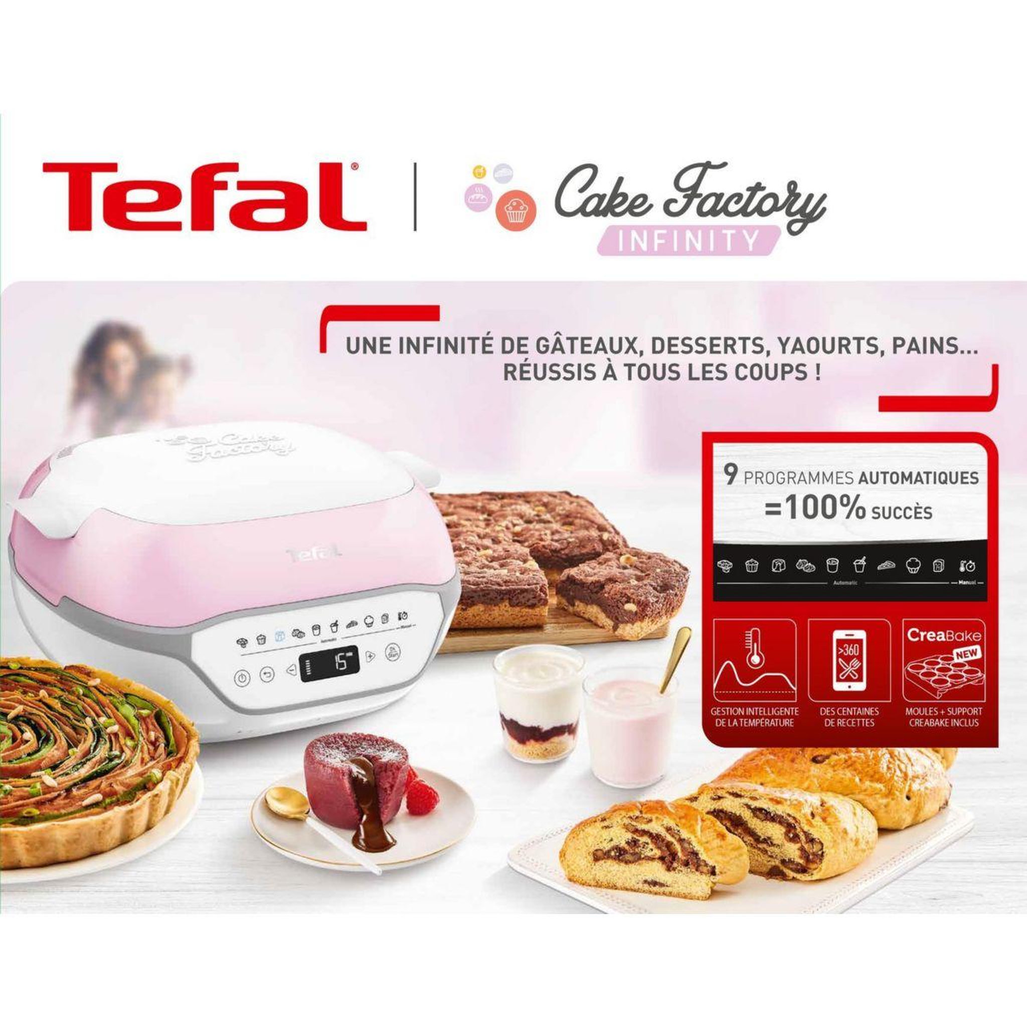 Voir la diapositive 3 : TEFAL Machine à gâteaux Cake Factory Infinity KD850110