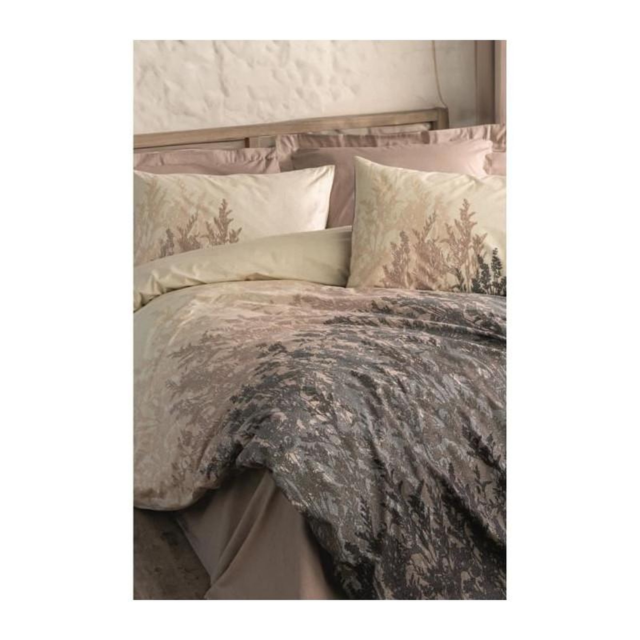 Voir la diapositive 4 : GENERIQUE Parure de lit - 129CTN64613 - 1 housse de couette 220 x 240 cm + 2 taies d'oreiller 60 x 60 cm - 100% coton ranforcé - Beige