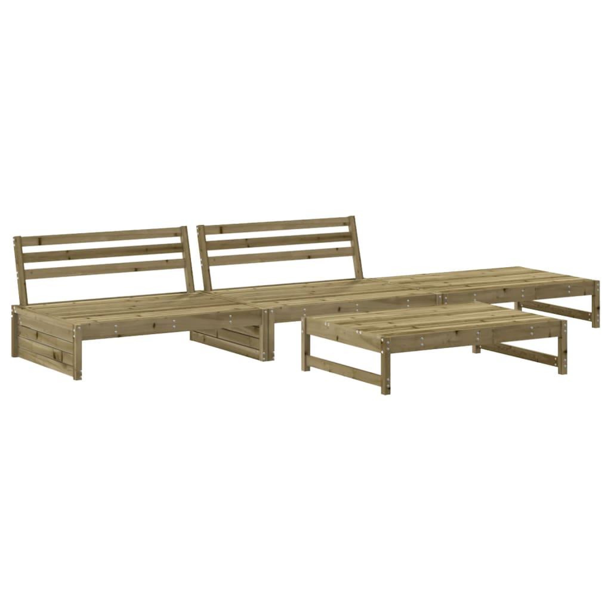 Voir la diapositive 3 : VIDAXL Salon de jardin 4 pcs avec coussins bois de pin impregne