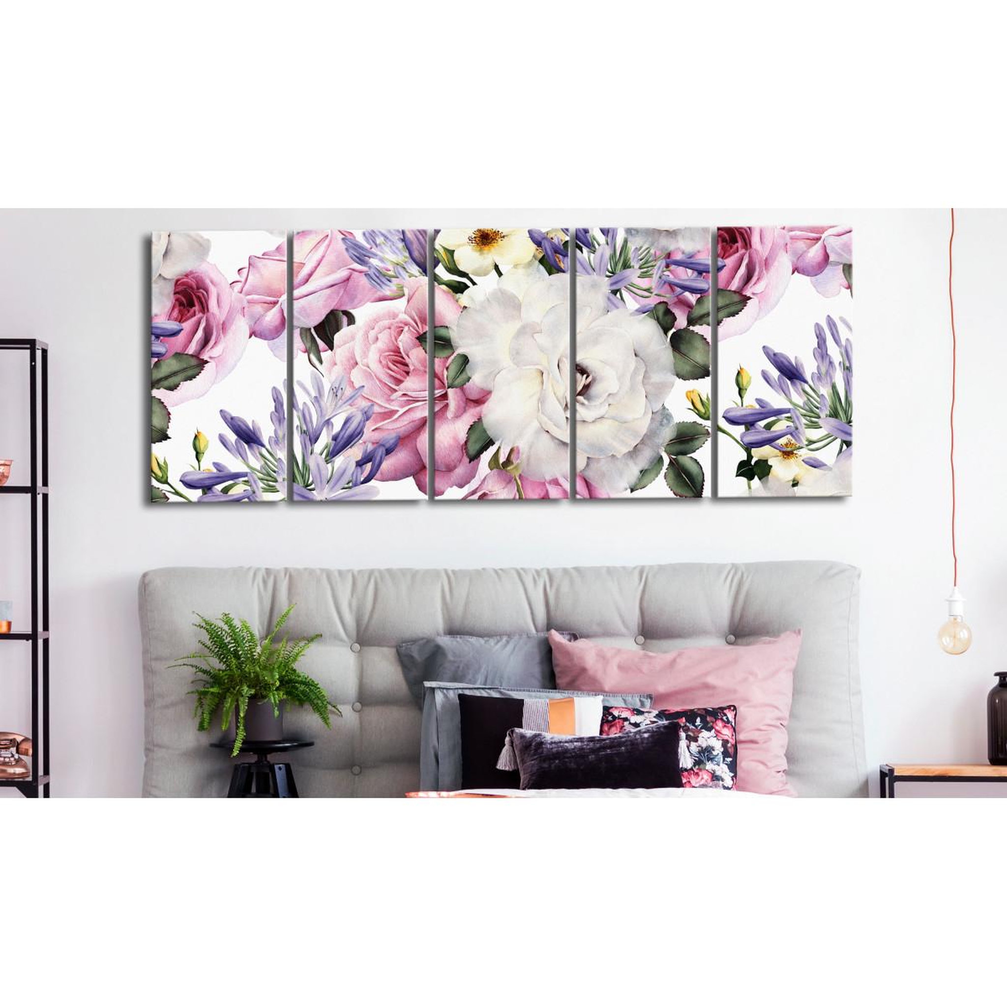 Voir la diapositive 2 : Paris Prix Tableau 5 panneaux  rose composition narrow colourful