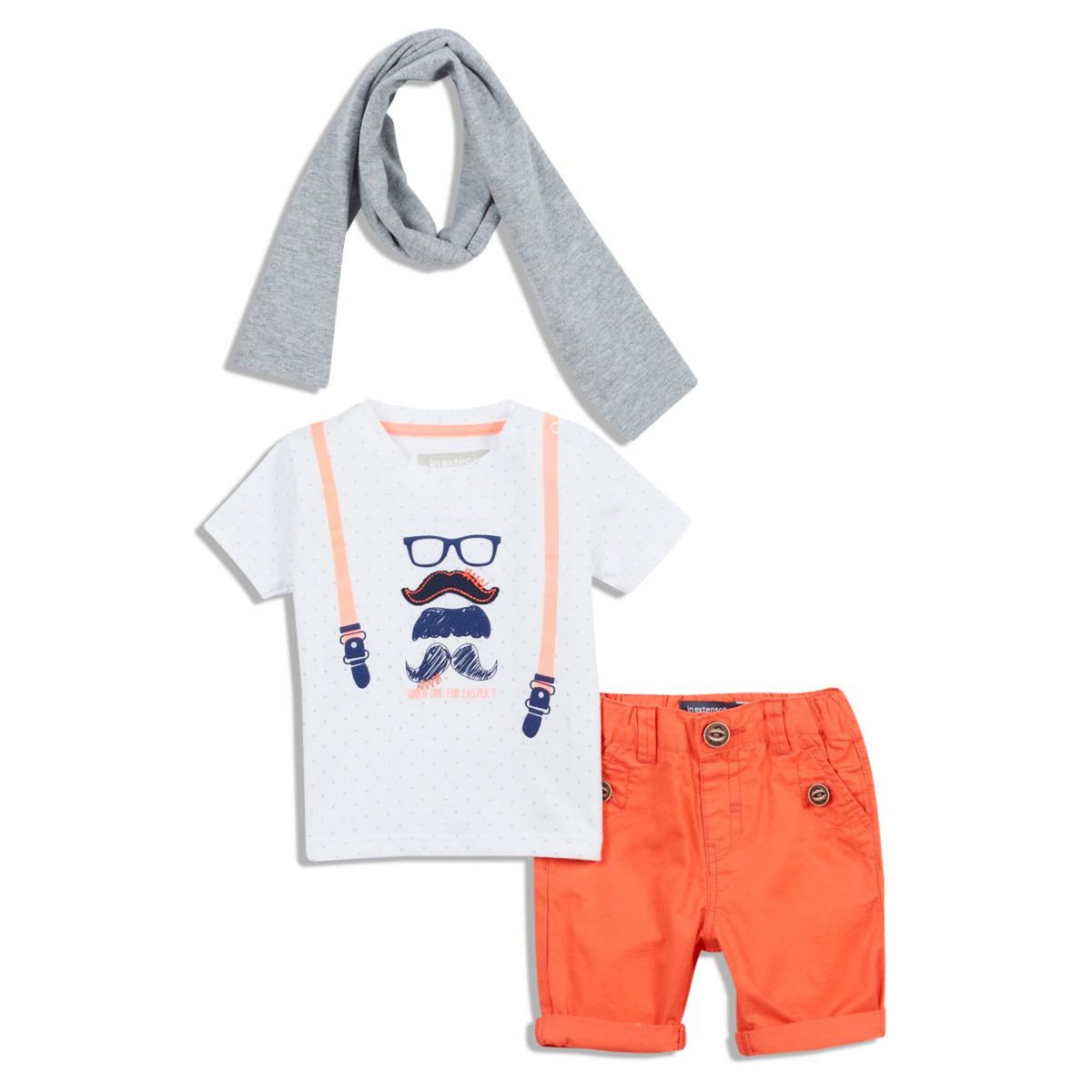 IN EXTENSO Ensemble tee-shirt + bermuda + chèche bébé