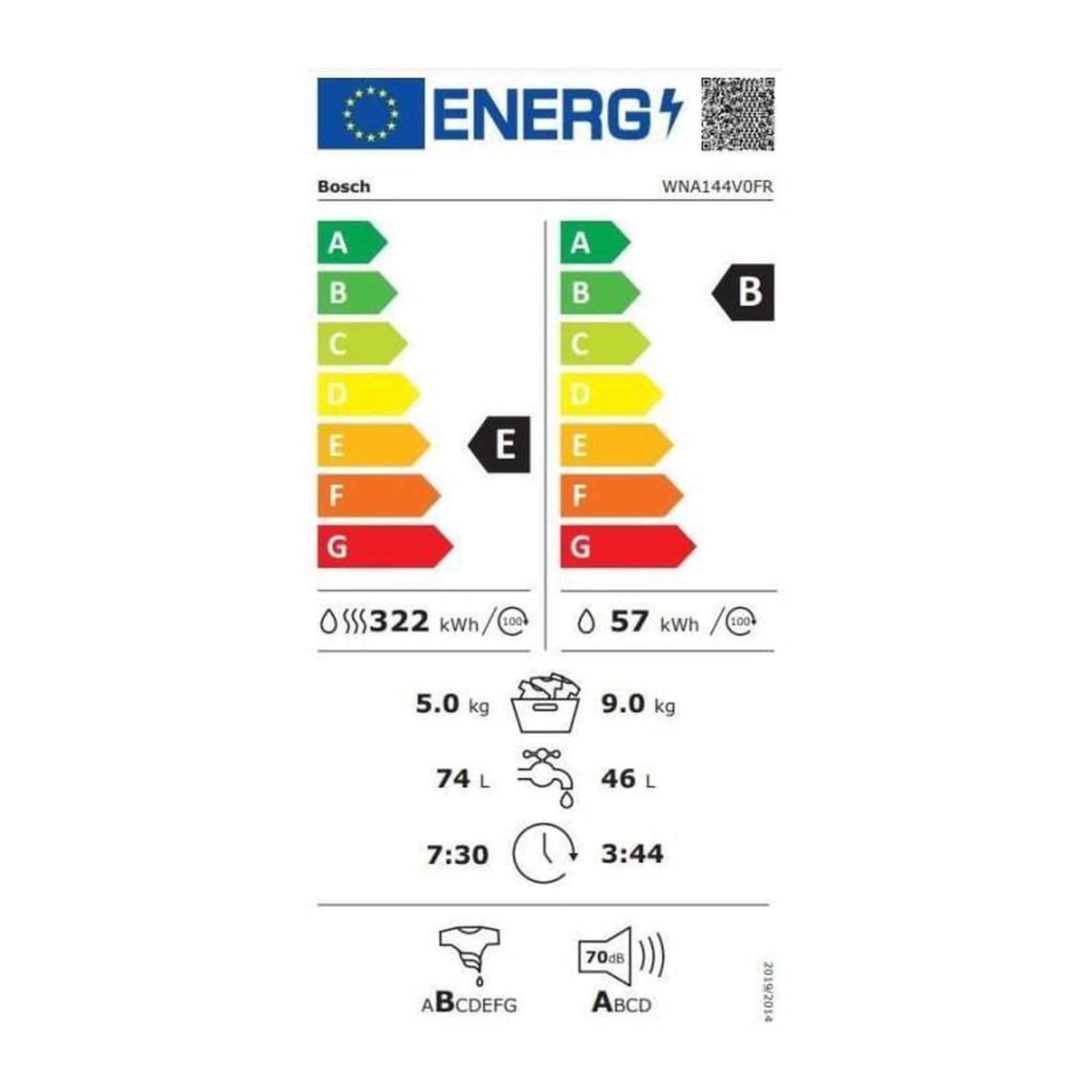 Voir la diapositive 4 : BOSCH Lave-linge séchant frontal 9/5 kg 1400 tours/min - wna144v0fr