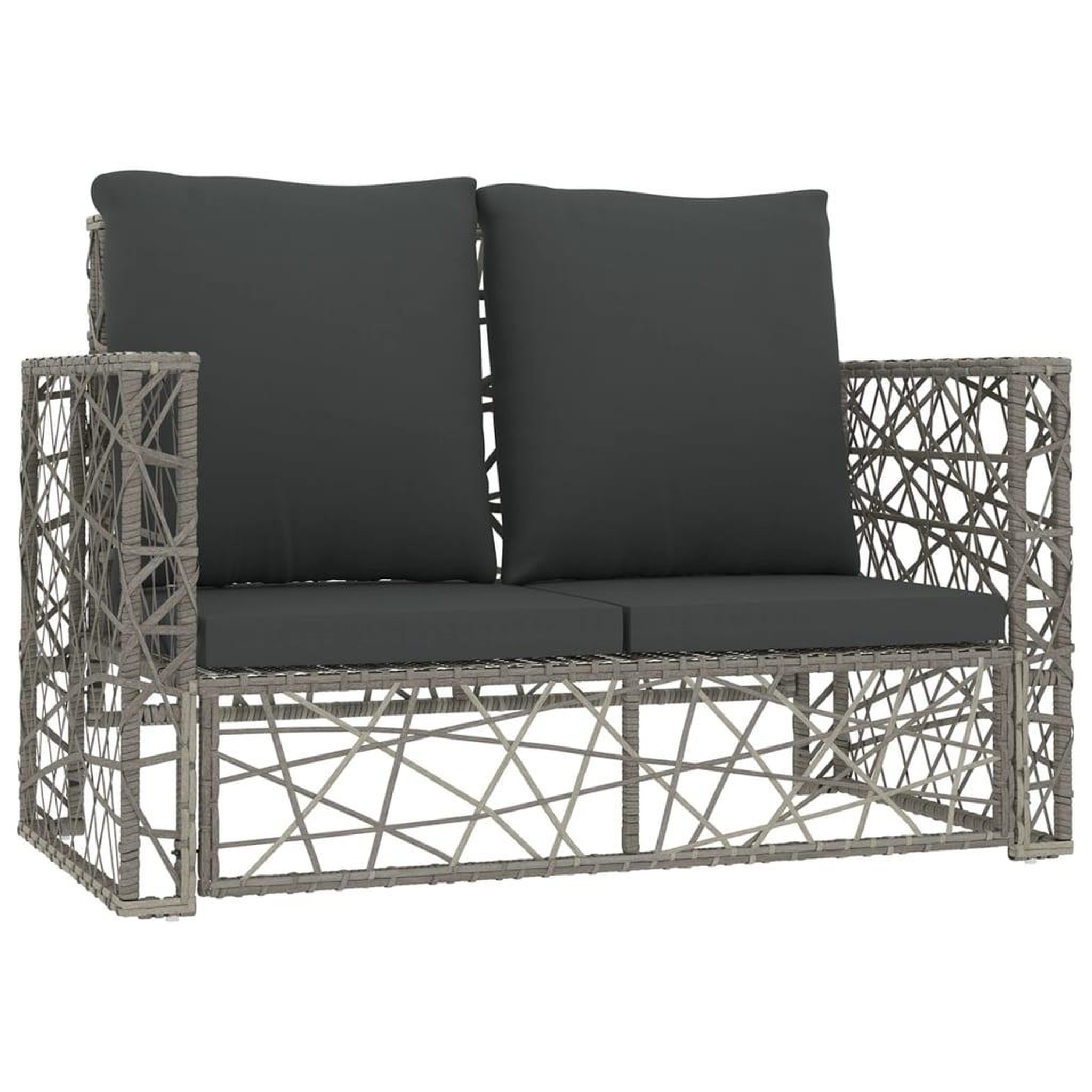 Voir la diapositive 4 : VIDAXL Salon de jardin 2 pcs avec coussins resine tressee gris