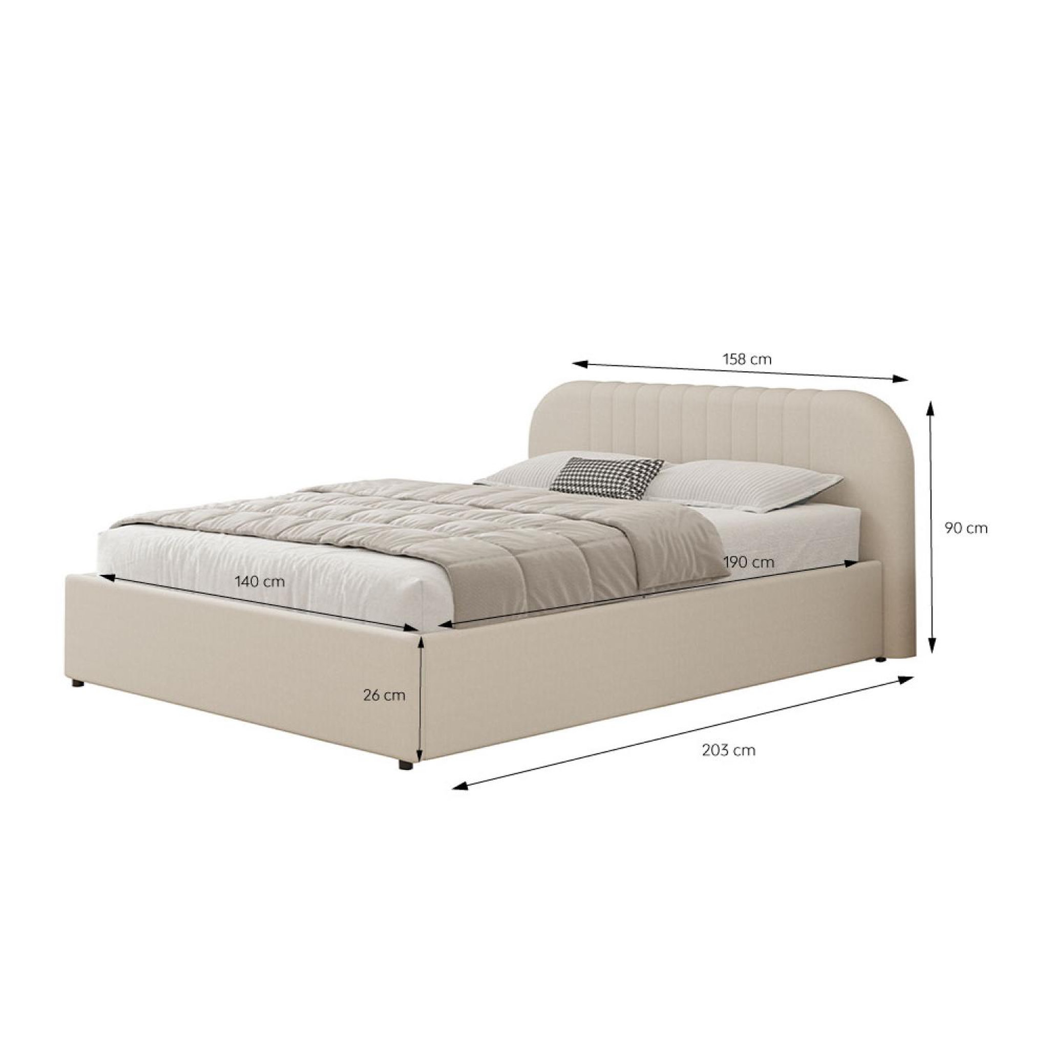 Voir la diapositive 3 : CONCEPT USINE Lit avec coffre de rangement 140x190cm en velours beige irvine