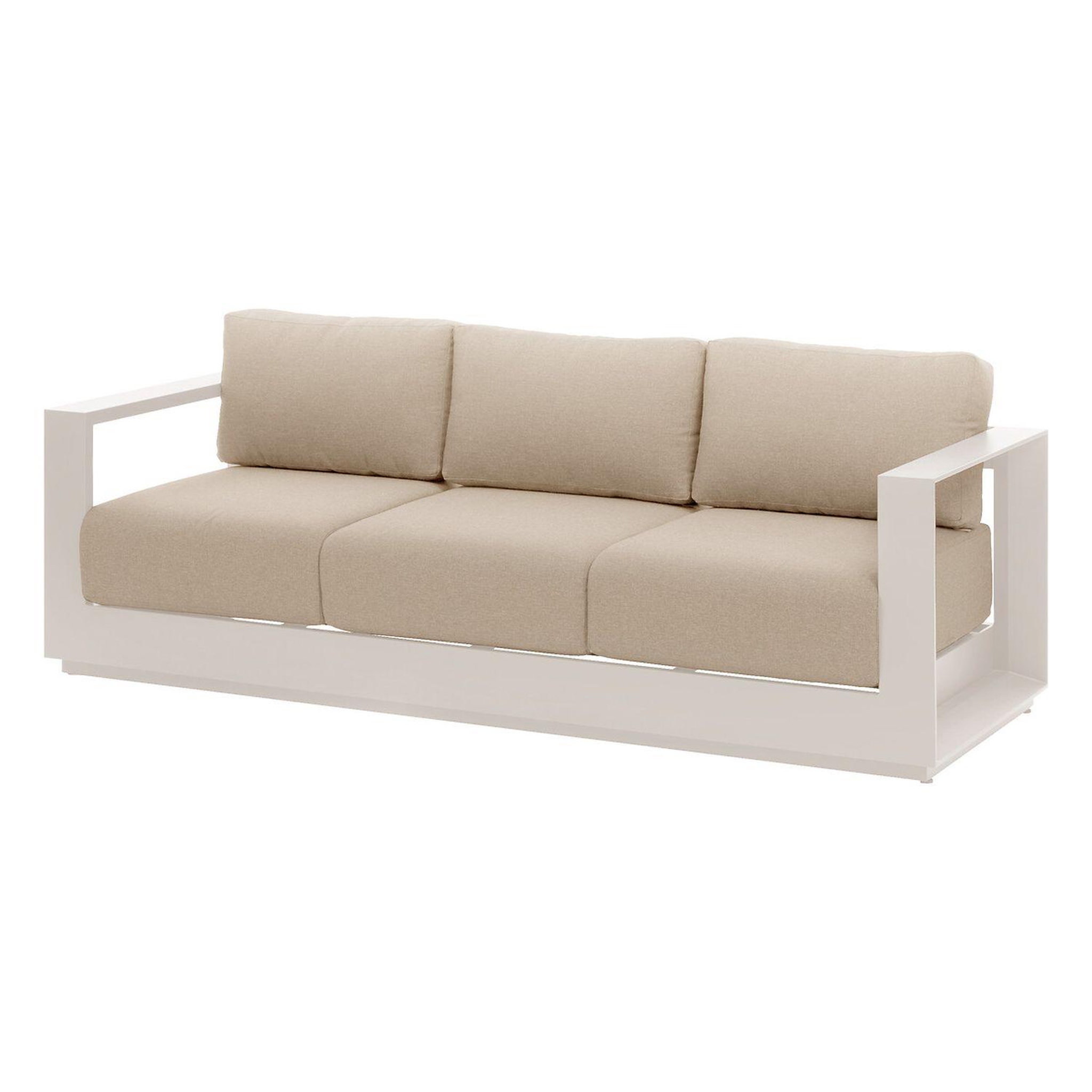 HESPERIDE Canapé de jardin en aluminum 3 places allure - avoine et beige zebrano