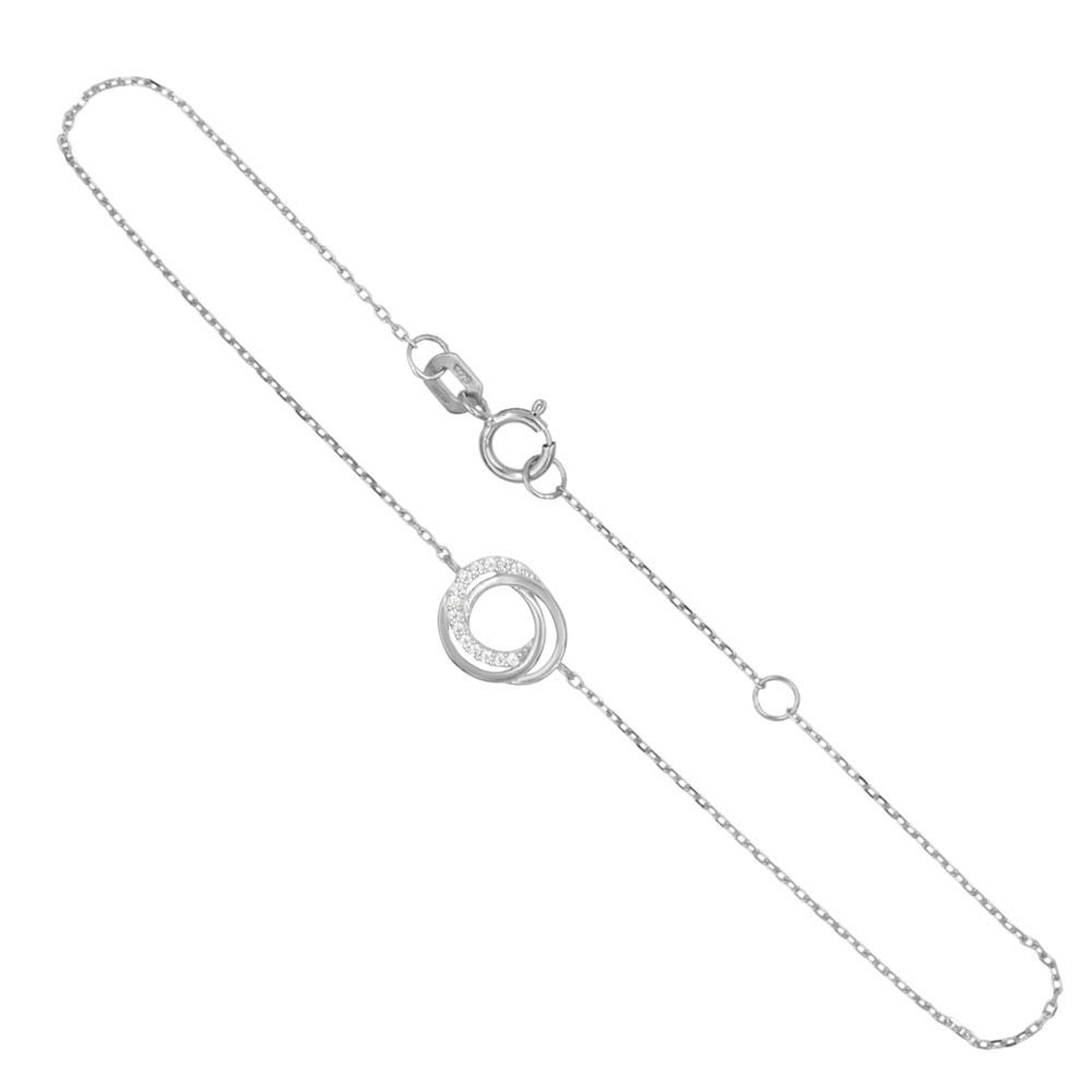 Voir la diapositive 1 : L'ATELIER D'AZUR Bracelet Or Blanc - Anneaux Enlacés Sertis de Zirconiums