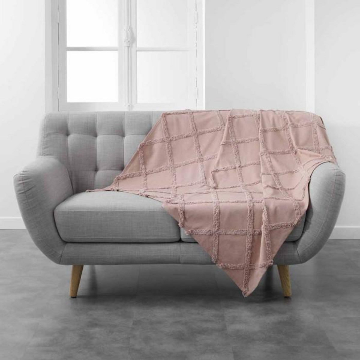Paris Prix Plaid Uni en Coton  Calyssa  125x150cm Rose
