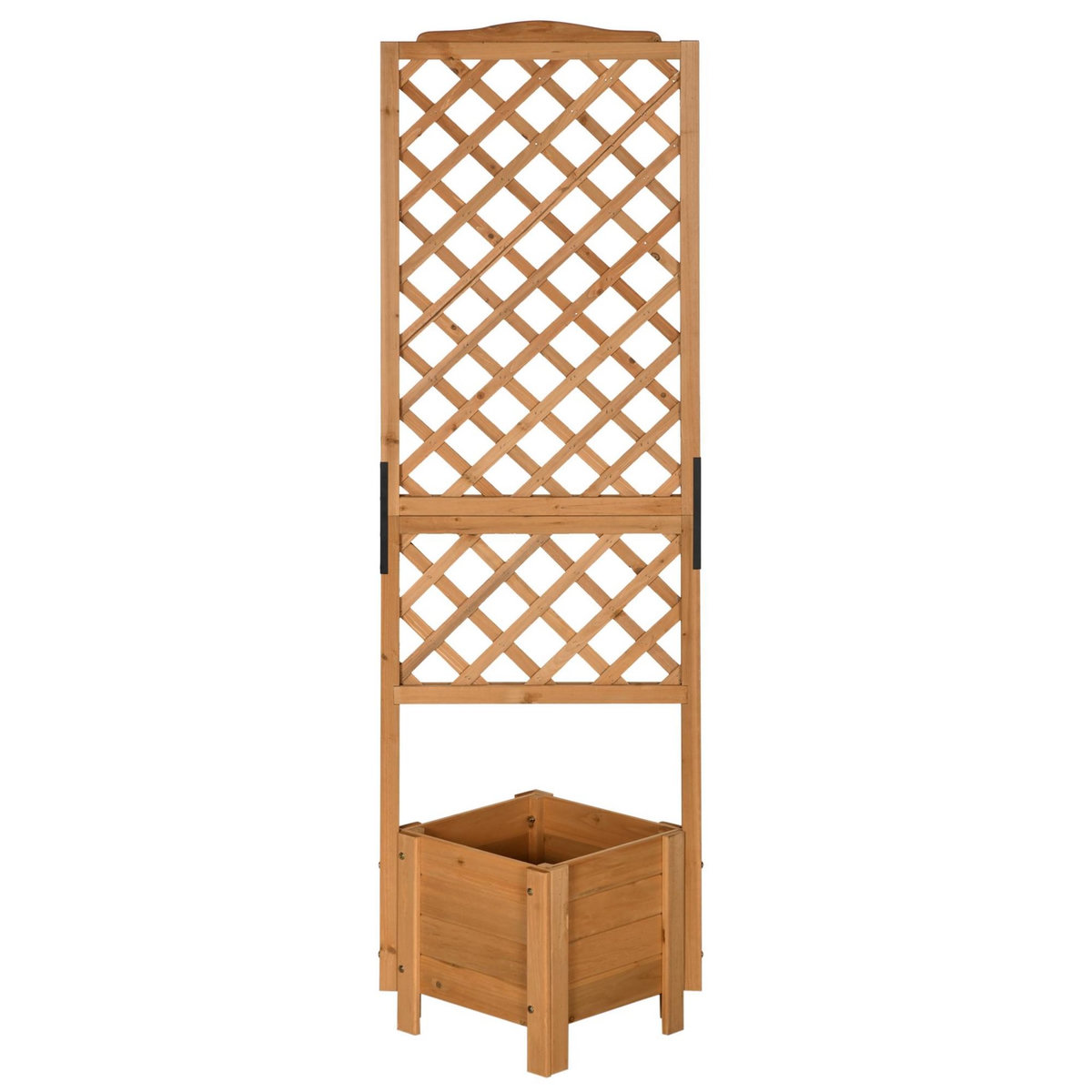 OUTSUNNY Jardinière avec treillis - bac à fleurs - jardinière sur pied - dim. 54,5L x 52l x 180H cm - bois sapin pré-huilé