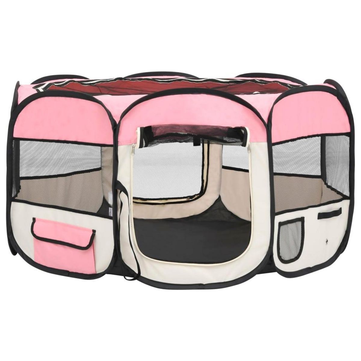 VIDAXL Parc pliable pour chien avec sac de transport Rose 125x125x61cm