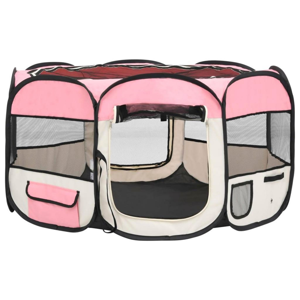 VIDAXL Parc pliable pour chien avec sac de transport Rose 125x125x61cm