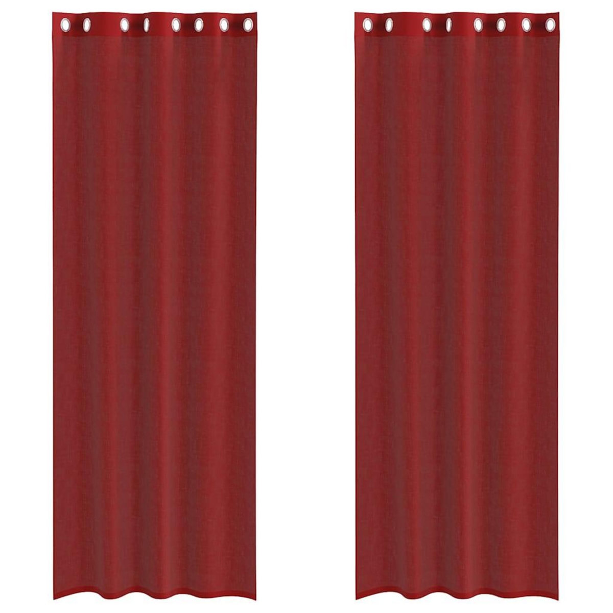 VIDAXL Rideaux en voile avec œillets 2 pcs rouge bordeaux