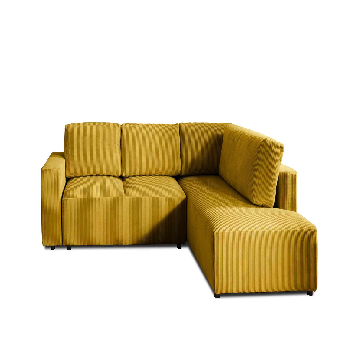 LISA DESIGN Livy - canapé d'angle convertible - avec coffre - en velours côtelé - 5 places - droit