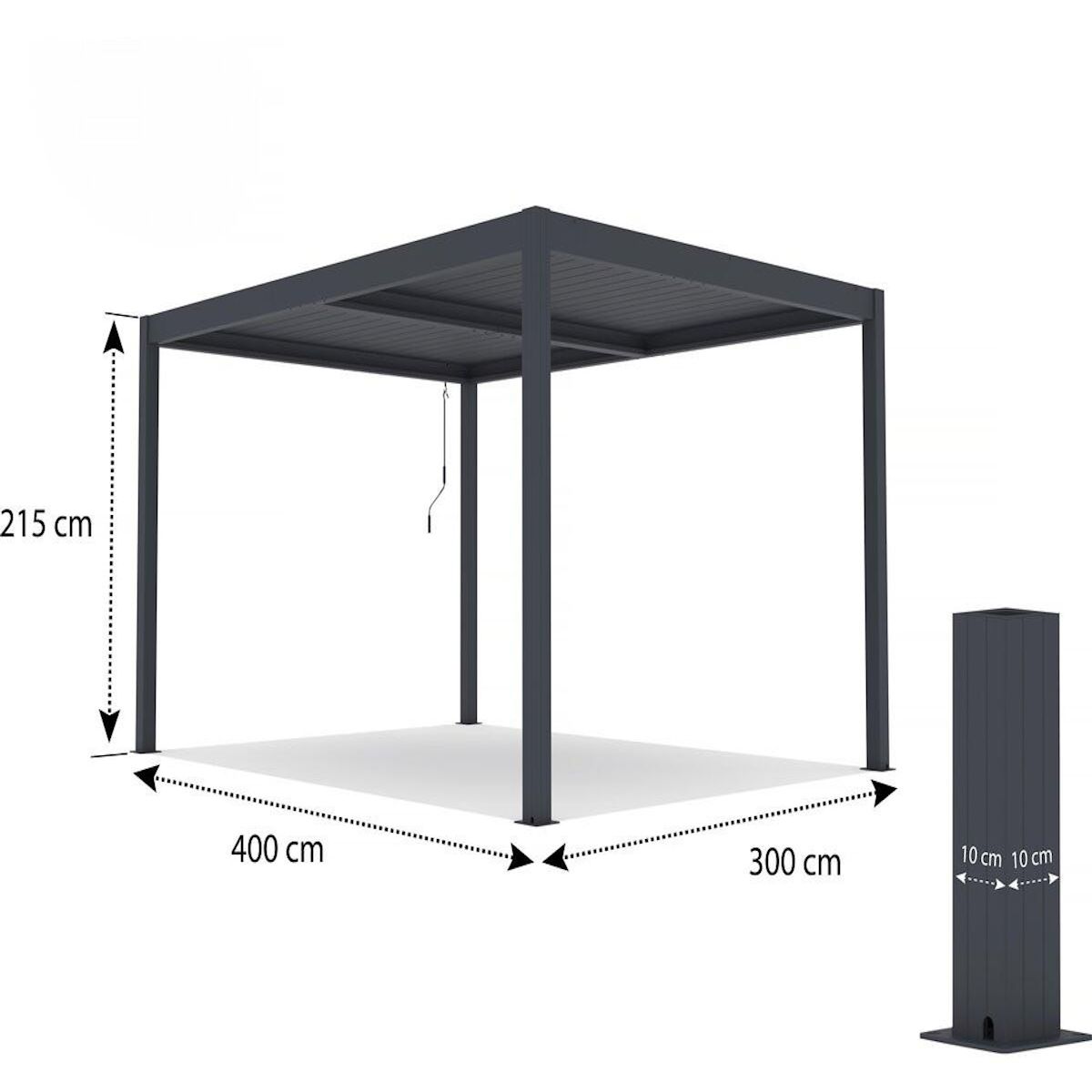 Habitat et Jardin Pergola bioclimatique avec led  Windsor premium  en aluminium 3 x 4 - Gris
