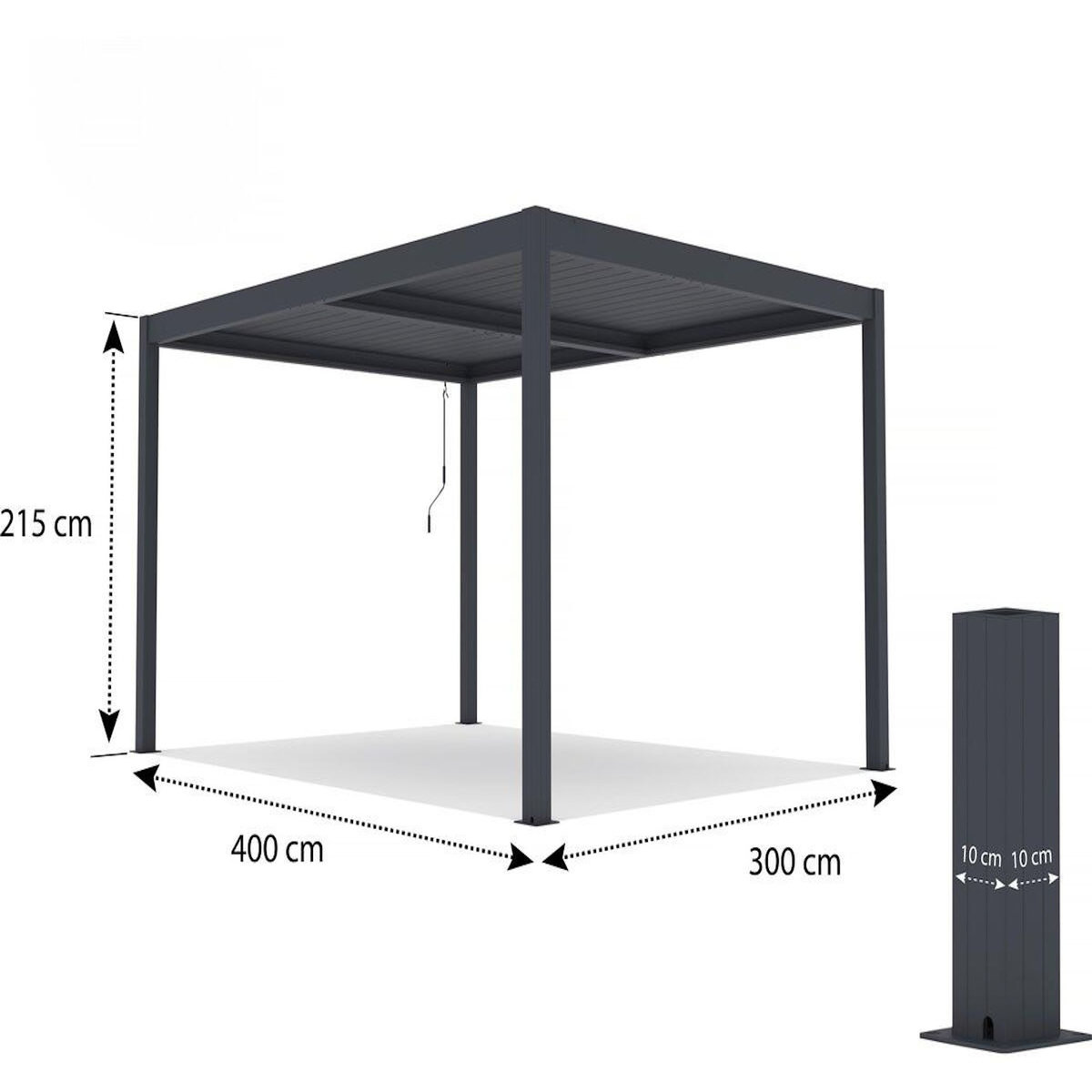 Habitat et Jardin Pergola bioclimatique avec led  Windsor premium  en aluminium 3 x 4 - Gris