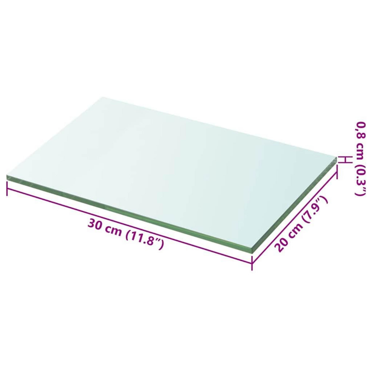 VIDAXL Panneau pour etagere Verre transparent 20 x 30 cm