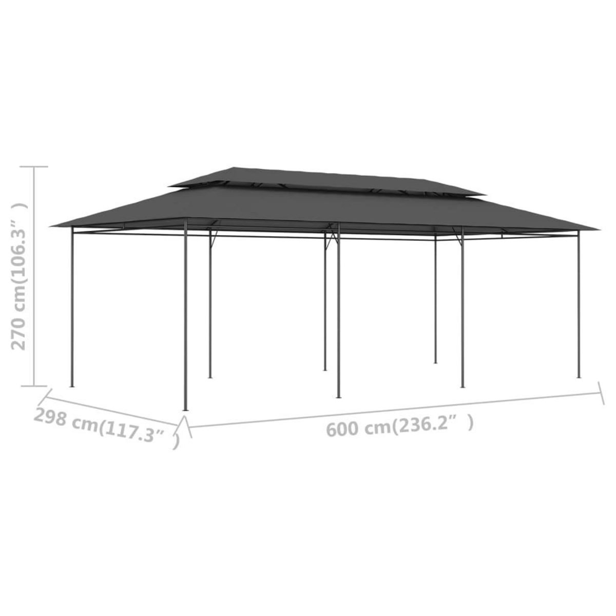 VIDAXL Belvedere 600x298x270 cm Anthracite