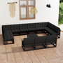 Voir la diapositive 1 : VIDAXL Salon de jardin 14 pcs avec coussins Noir Bois de pin massif
