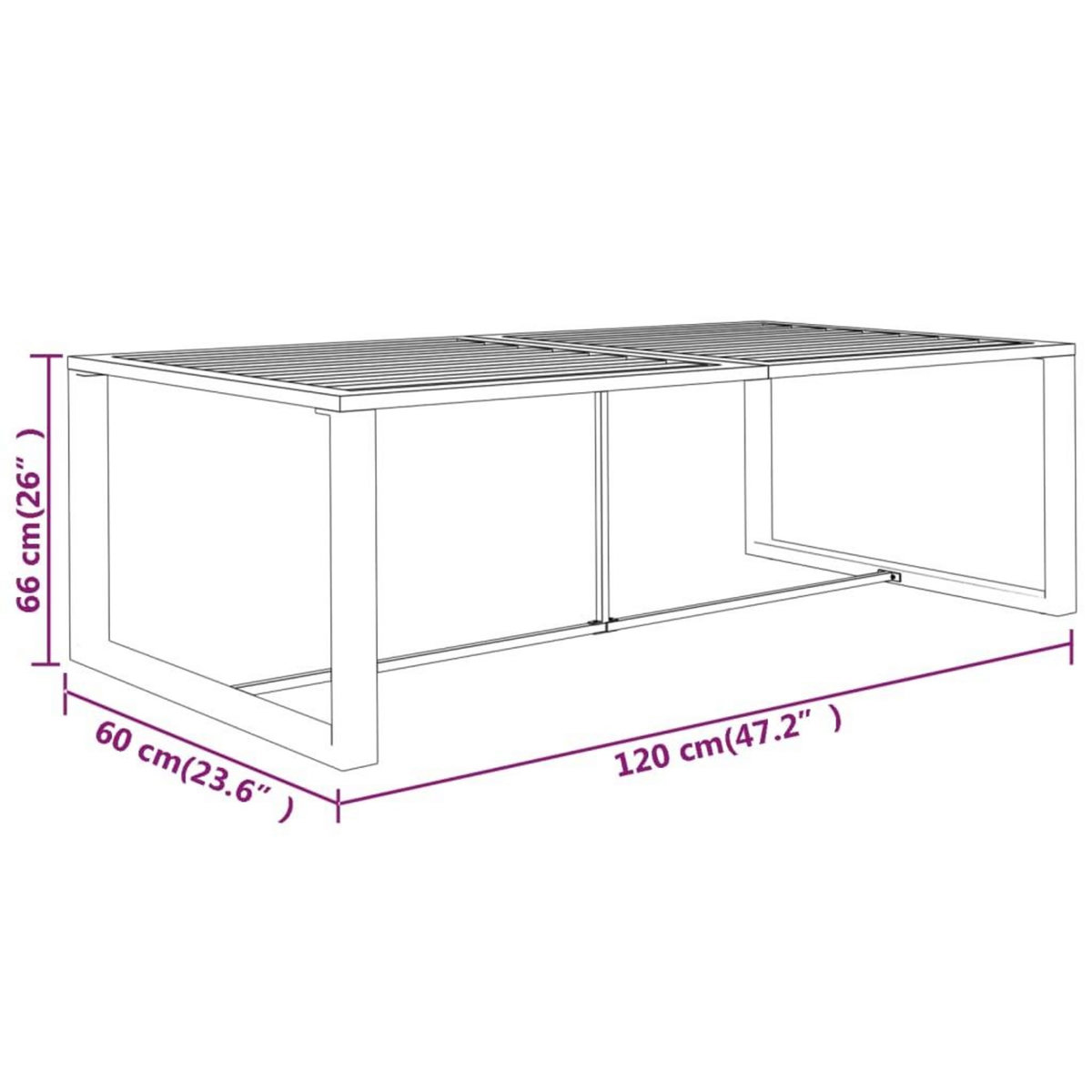 VIDAXL Table a dîner d'exterieur Anthracite 120x60x66 cm Aluminium