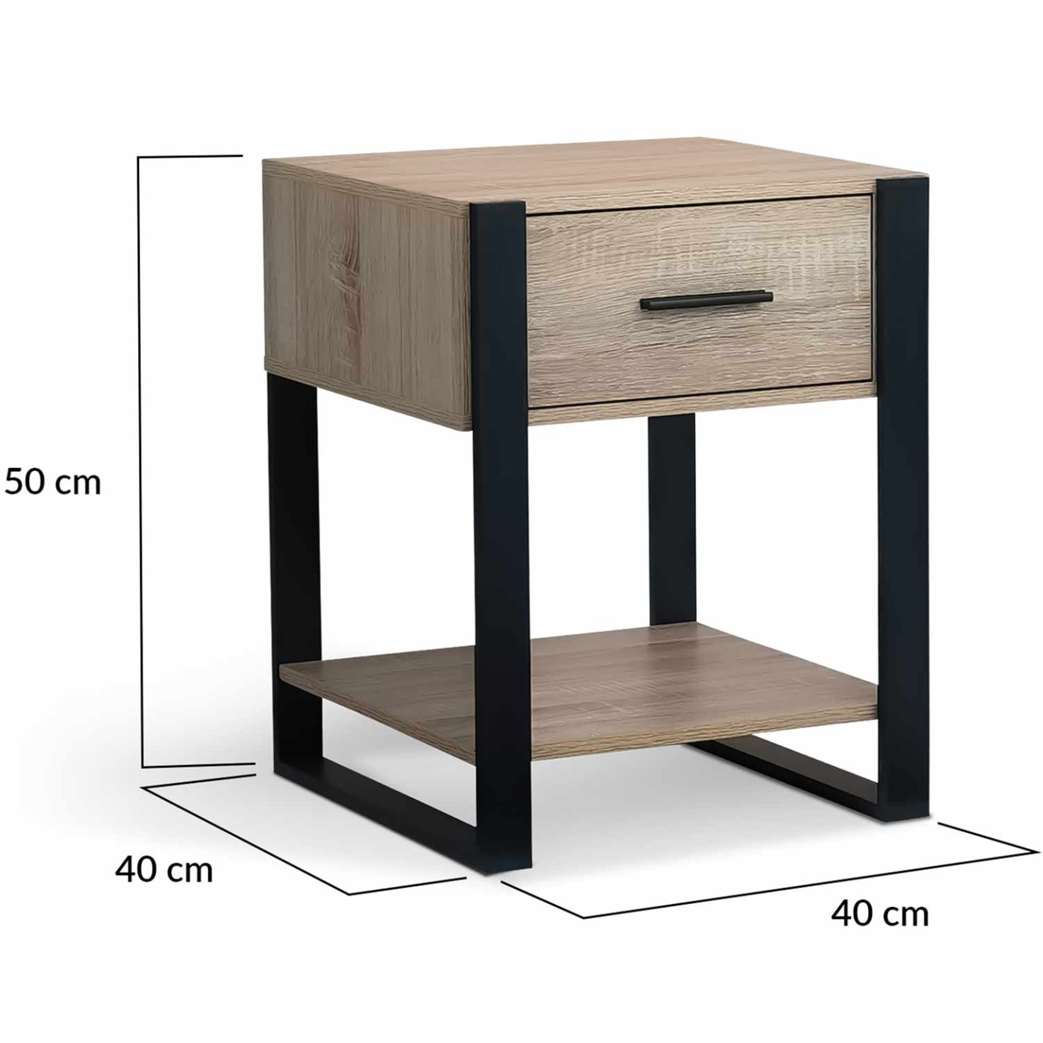 Voir la diapositive 5 : ID MARKET Lot de 2 tables de chevet onyx 1 tiroir avec tablette bois et noir