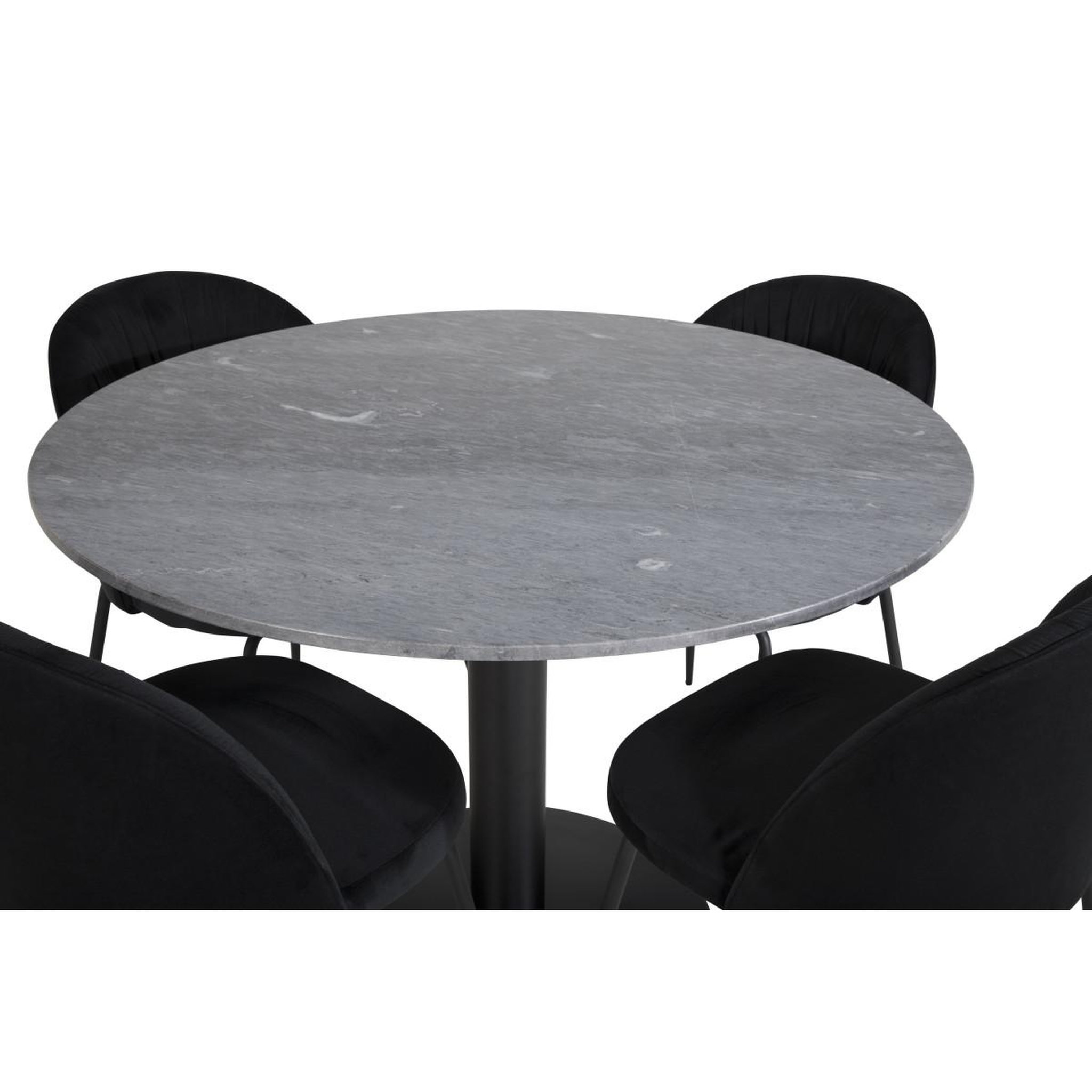 Voir la diapositive 3 : Paris Prix Ensemble table à manger & 4 chaises  estelle & wrinkles  106cm gris foncé & noir
