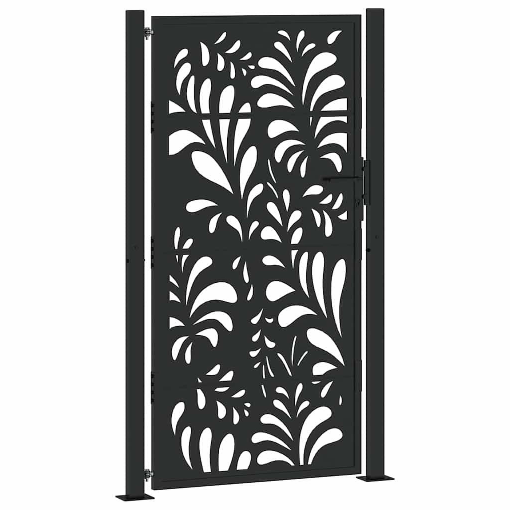 Voir la diapositive 2 : VIDAXL Portail de jardin noir 105x180 cm acier conception de vagues