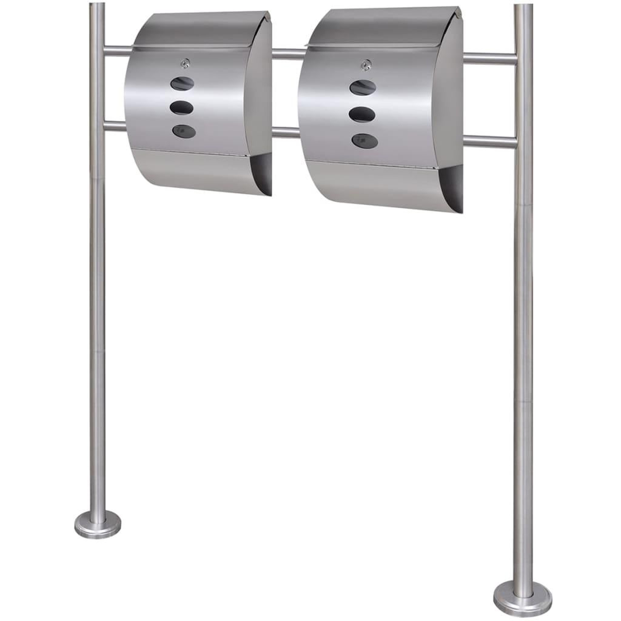 VIDAXL Double boîte a lettre sur support en acier inoxydable