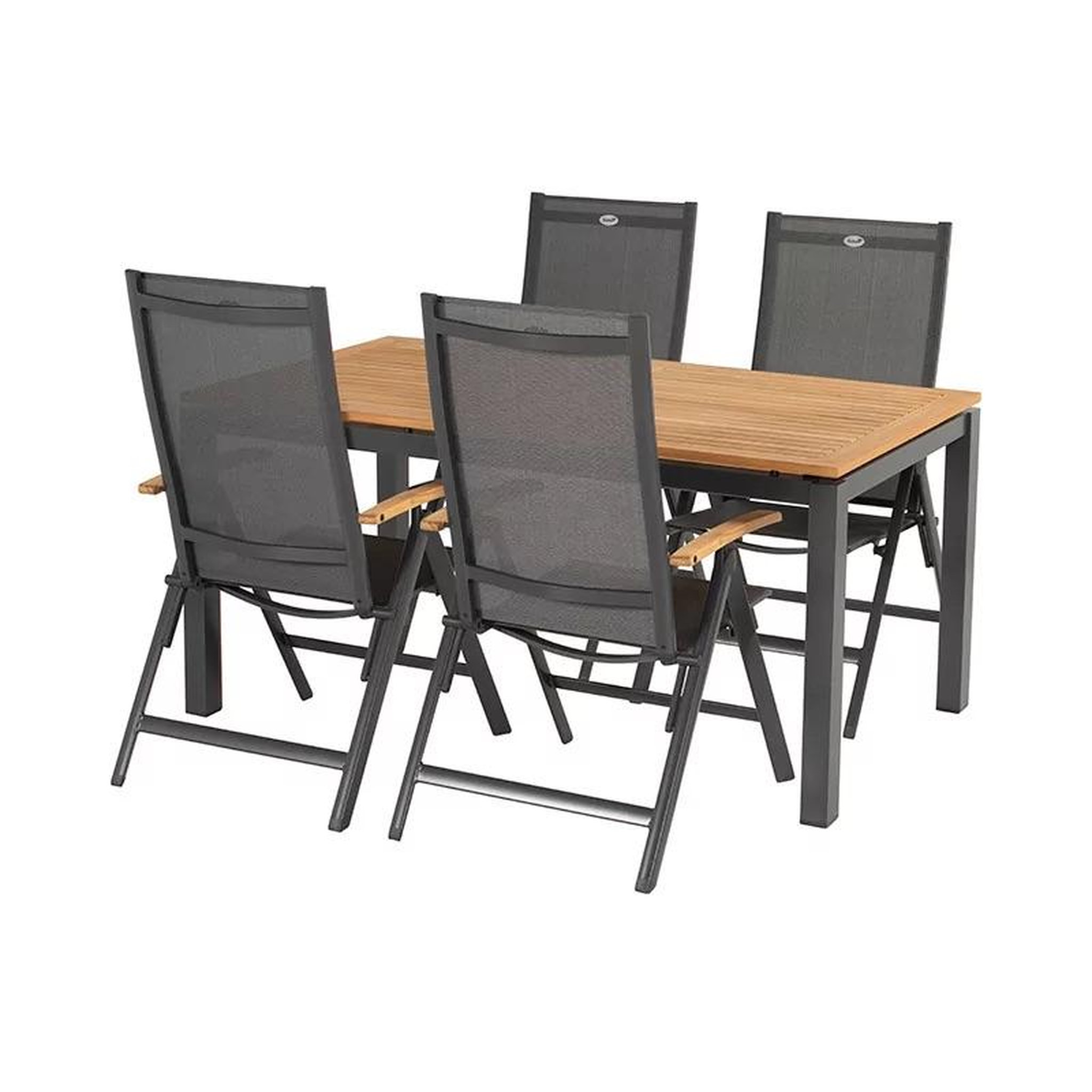 Chalet & jardin Table rectangulaire en eucalyptus et aluminium 160 x 90 cm