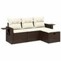 Voir la diapositive 2 : VIDAXL Salon de jardin 4 pcs avec coussins marron resine tressee