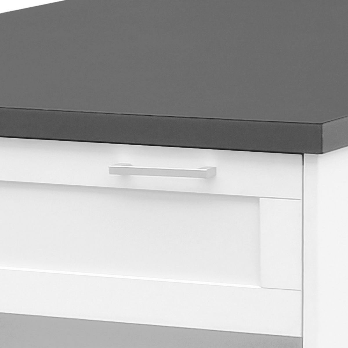 ID MARKET Ilot central mange-debout 4 personnes VITO 130 cm blanc et plateau gris