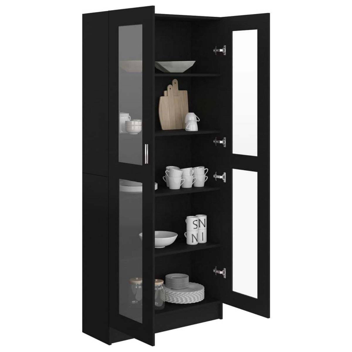 VIDAXL Armoire a vitrine Noir 82,5x30,5x185,5 cm Bois d'ingenierie
