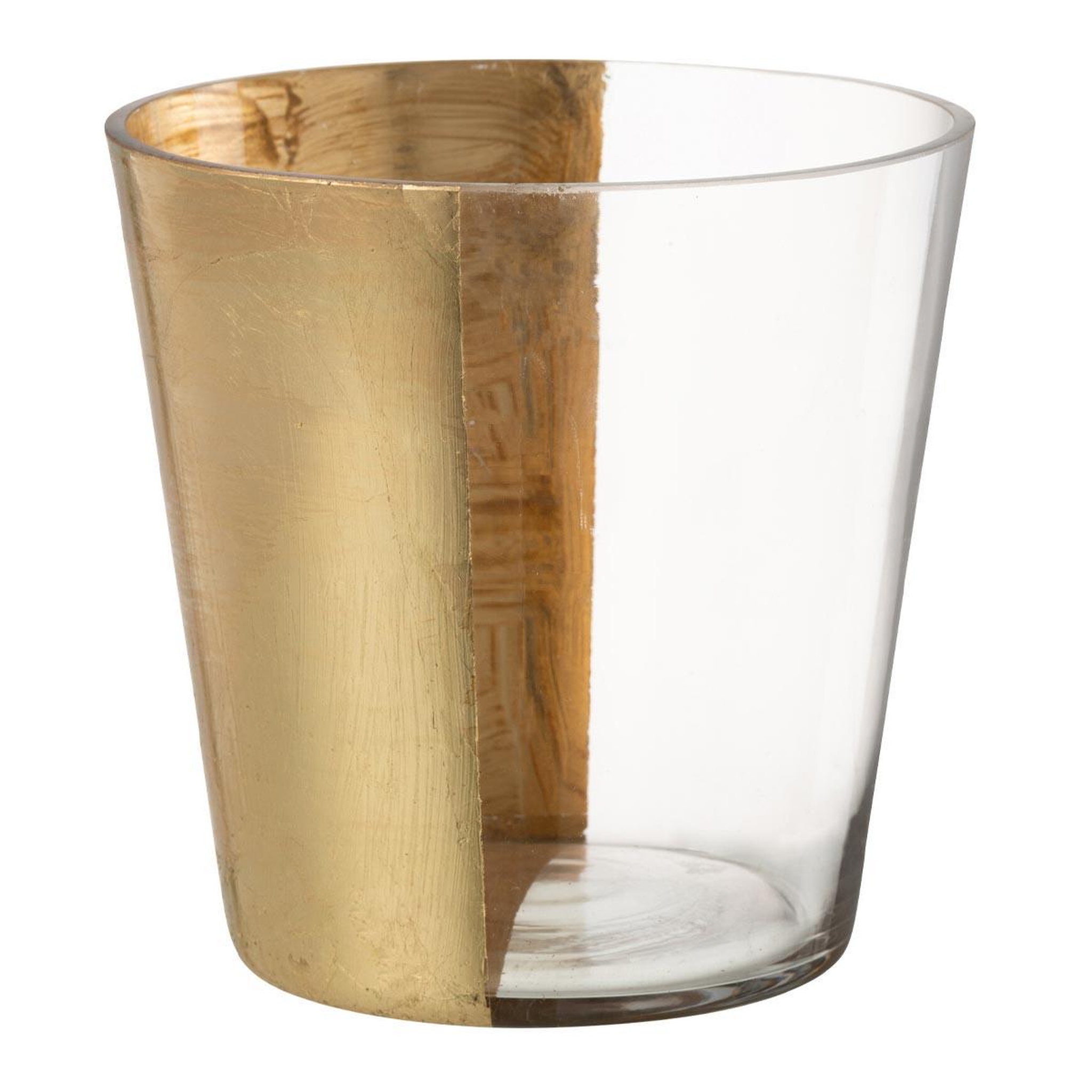 J-LINE Photophore Design en Verre  Boe  18cm Transparent & Or