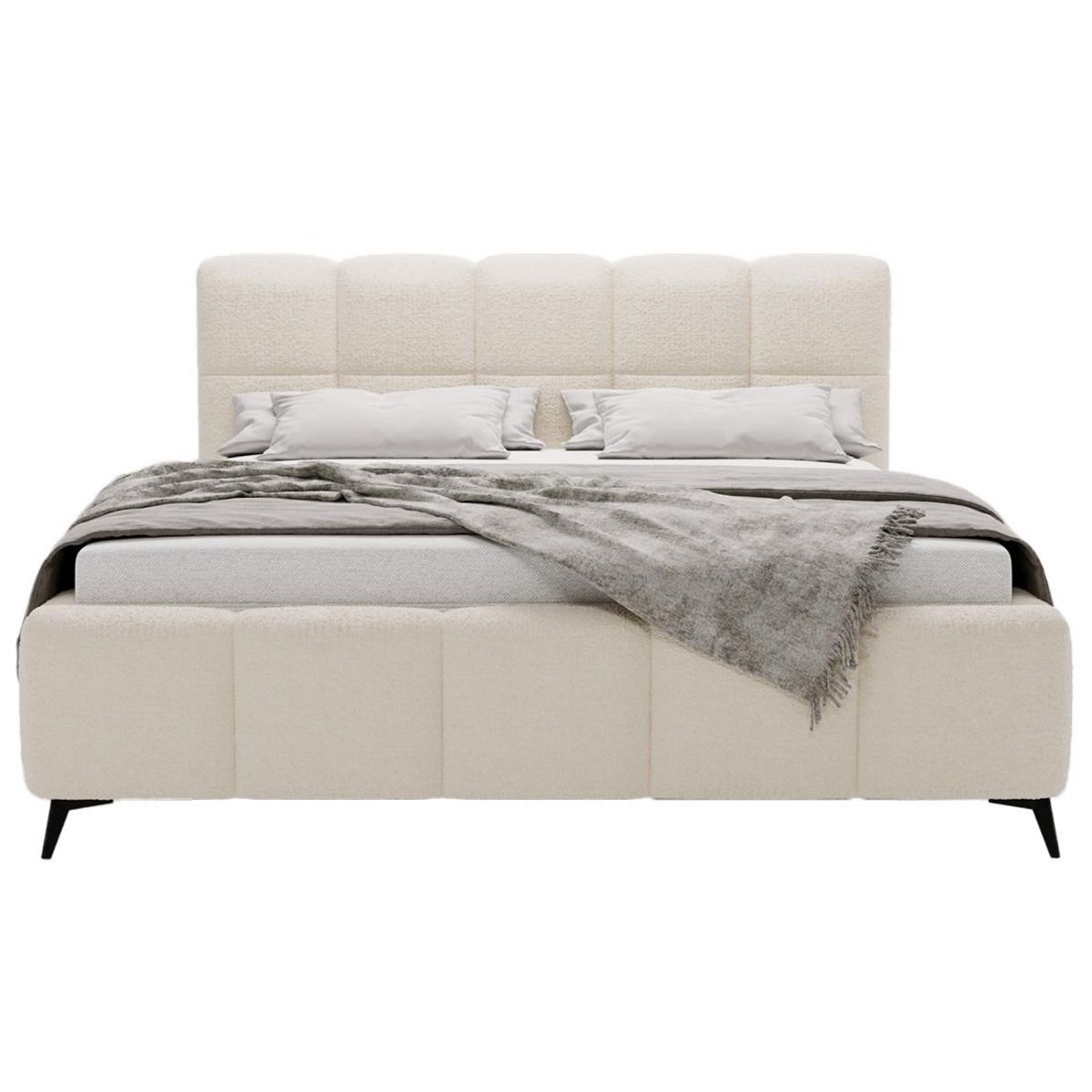 BEST MOBILIER Paulito - lit coffre - 160x200 cm - sommier inclus - en tissu bouclette