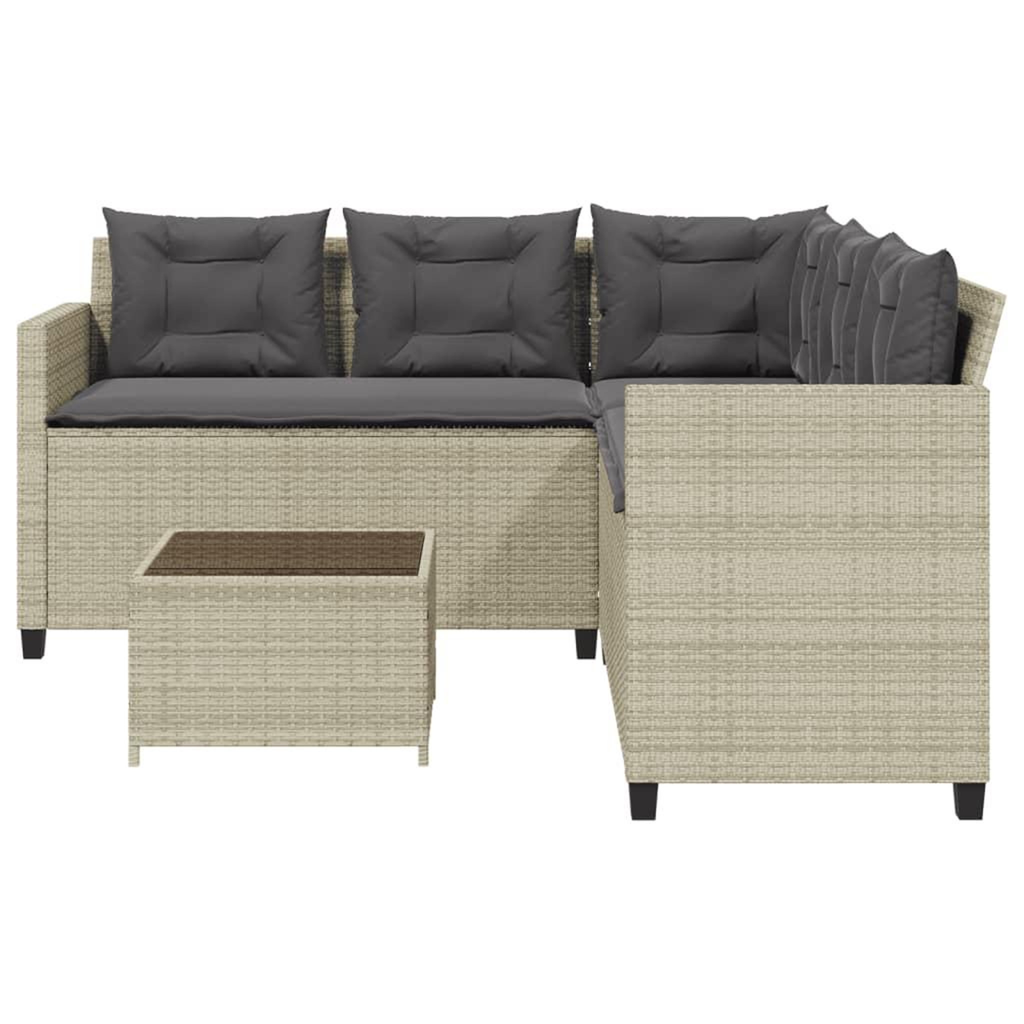 Voir la diapositive 4 : VIDAXL Canape de jardin et table et coussins en forme de L gris clair