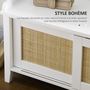 Voir la diapositive 5 : HOMCOM Meuble chaussures banc à chaussures 2 en 1 style bohème chic 2 portes coulissantes - MDF blanc cannage rotin