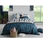 ATELIER DU COTON Parure de couette + 2 taies 100% coton 57fils mistri. Coloris disponibles : Bleu