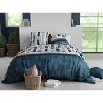 ATELIER DU COTON Parure de couette + 2 taies 100% coton 57fils mistri. Coloris disponibles : Bleu