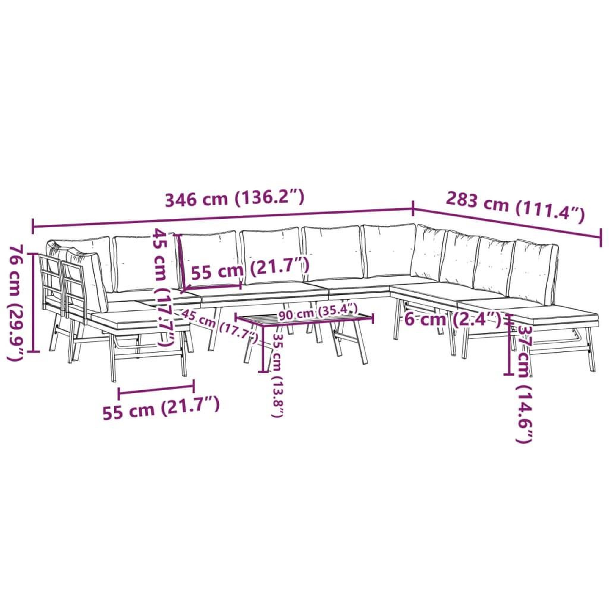 Voir la diapositive 6 : VIDAXL Bancs de jardin avec coussins lot de 6 acier enduit de poudre