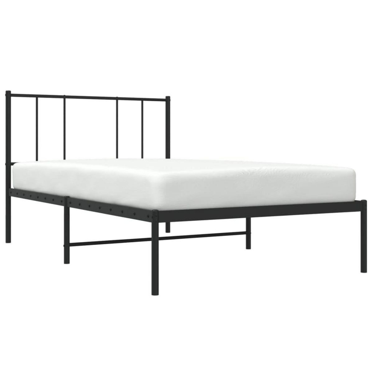 VIDAXL Cadre de lit metal sans matelas avec tete de lit noir 90x190 cm
