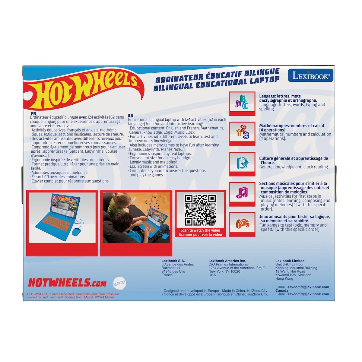 Lexibook Ordinateur portable éducatif bilingue Hot Wheels (FR/EN)