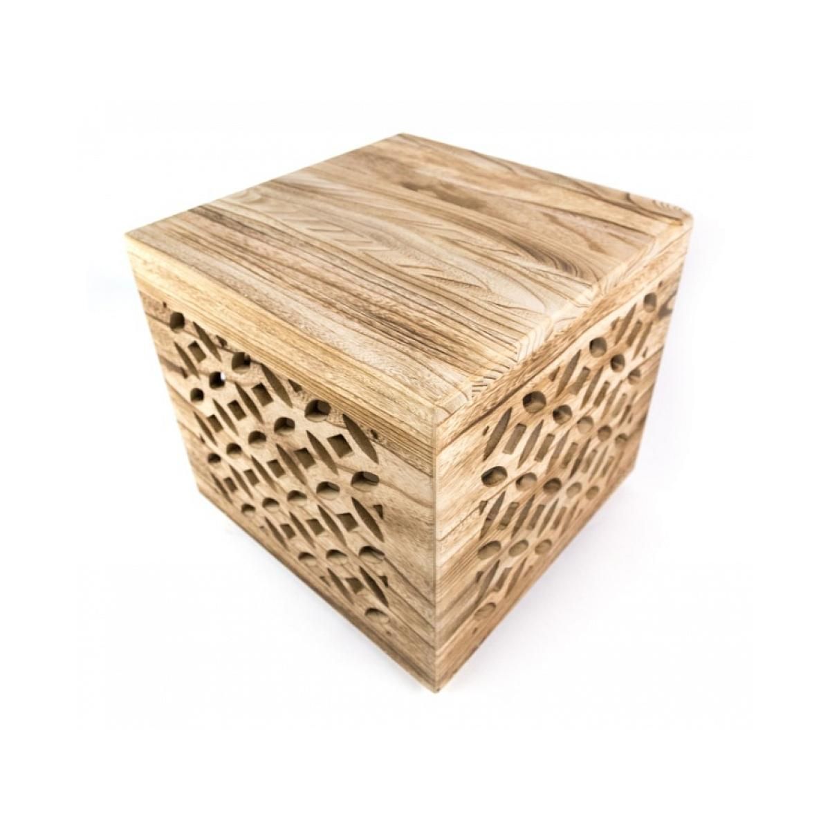 HomeStyle4U Table de chevet bois cube nature