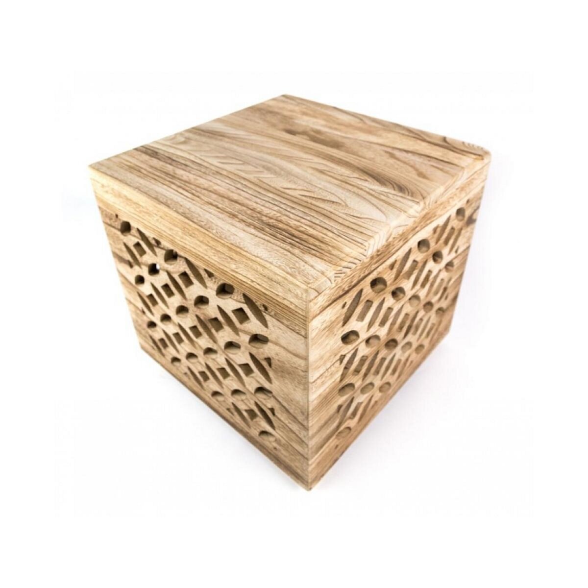 HomeStyle4U Table de chevet bois cube nature