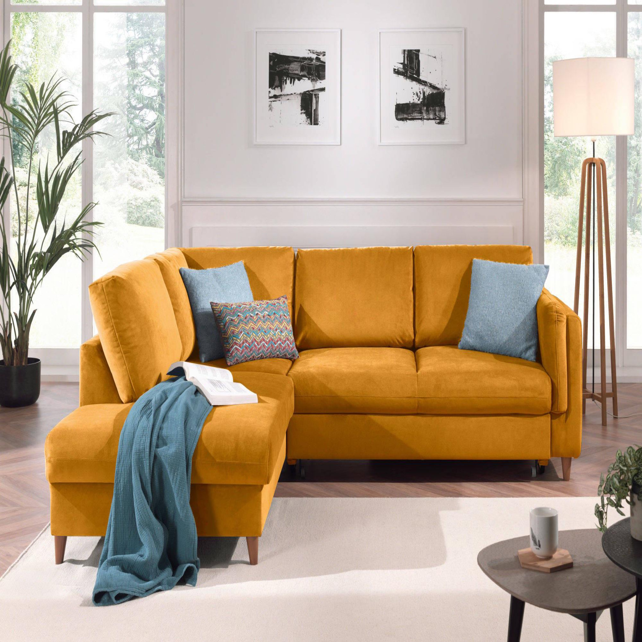 Voir la diapositive 2 : LISA DESIGN Brooke - canapé d'angle gauche - convertible - 5 places - en velours