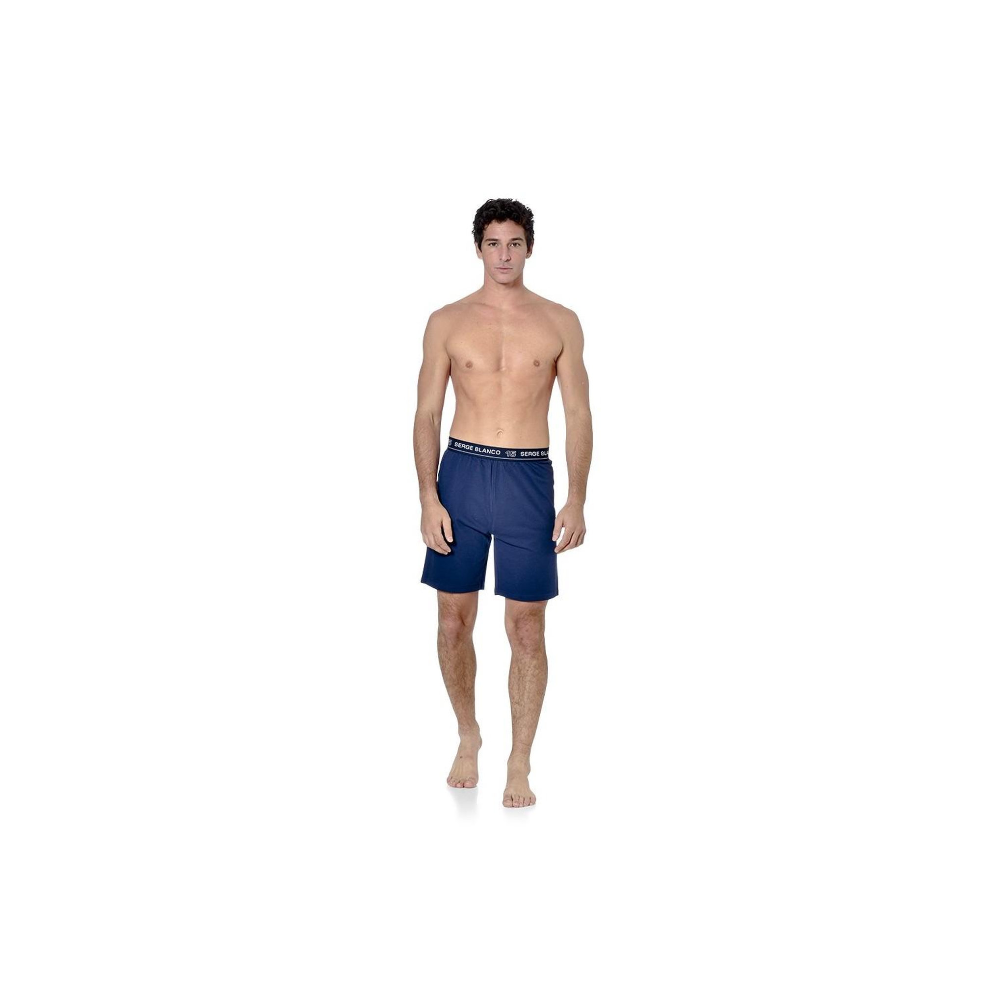 Voir la diapositive 5 : SERGE BLANCO Ensemble pyjama court homme avec t-shirt col V Dom