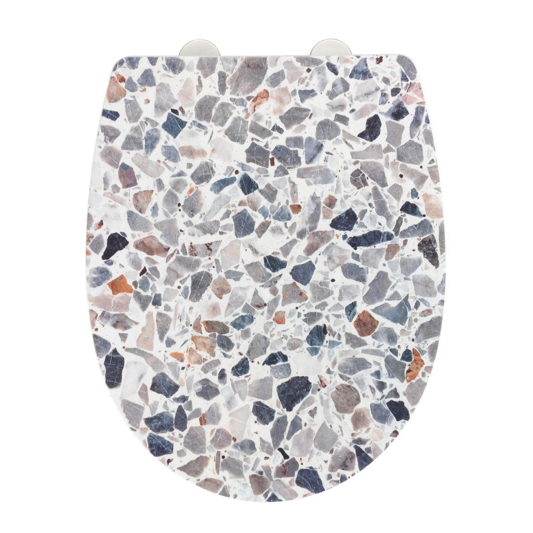 Voir la diapositive 1 : Wenko Abattant wc thermoplast design terrazzo - gris